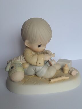 Vintage Precious Moments Love is the Glue Boy Collectible Porcelain Figurine